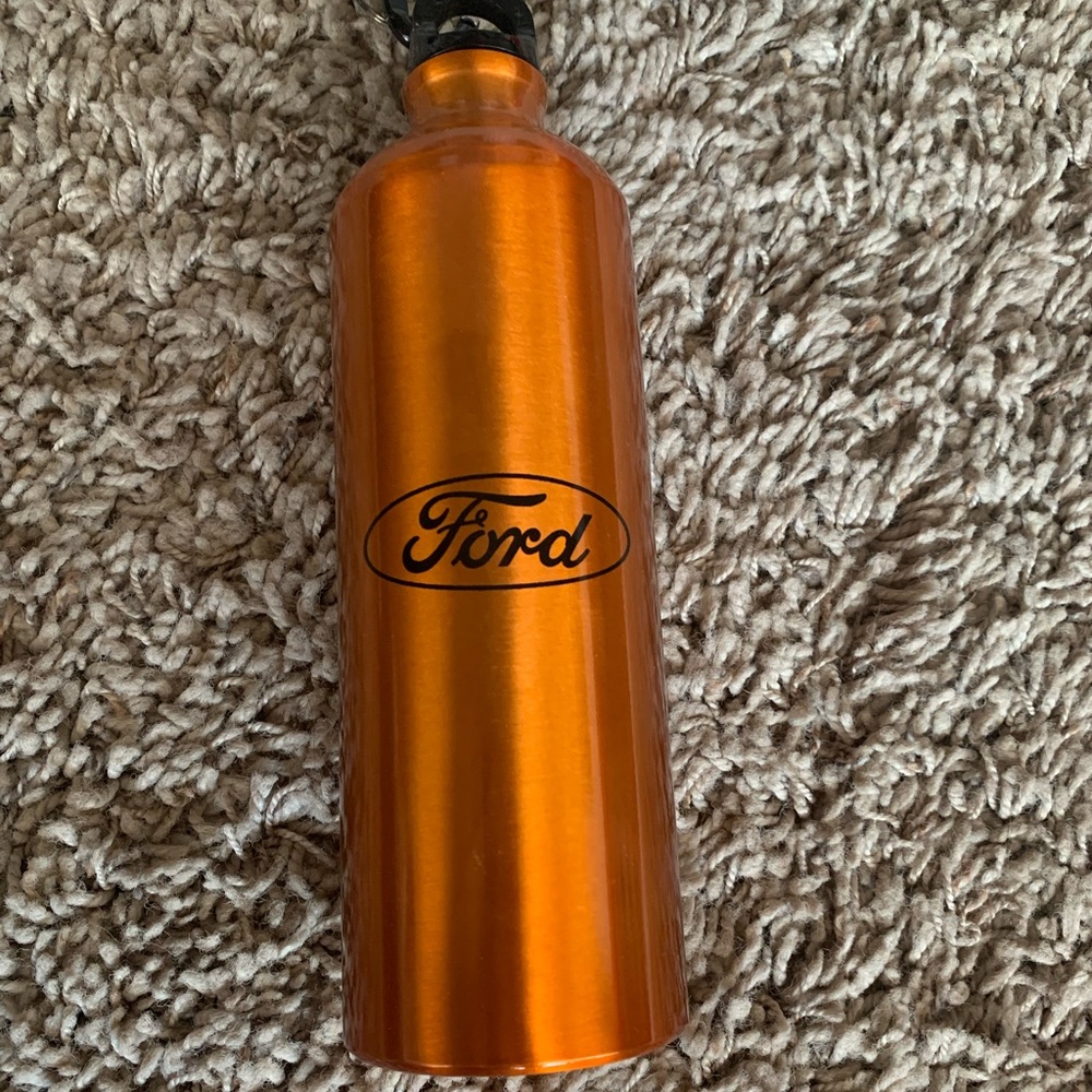 Collectible Orange Aluminum Ford Reusable Water Bottle with Screw On Top